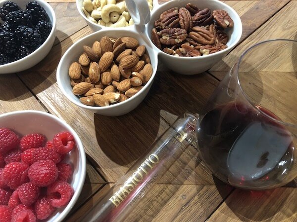 Wine next to a snack