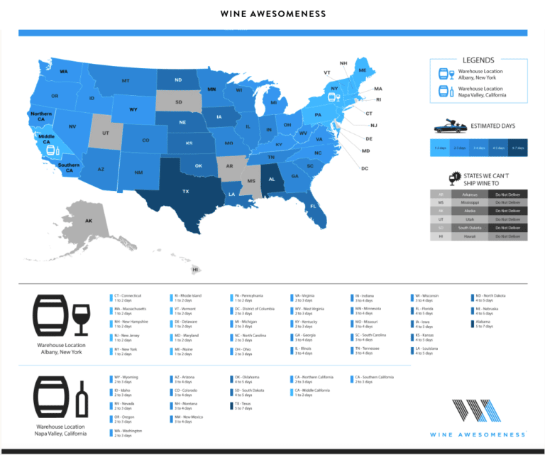 wine awesomeness delivery map